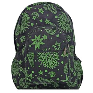 dominion bags sun moon planets and stars celestial multipurpose backpack (black-green)