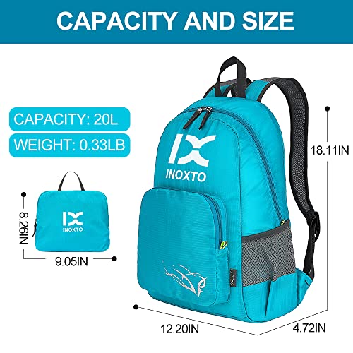 INOXTO 20L Lightweight Hiking Backpack Small Foldable Hiking Daypack for Outdoor Hiking Travel Camping (Blue)