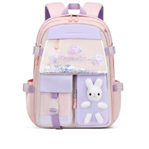 qenin cute backpack bunny backpack kawaii backpack waterproof laptop backpack（pink,m）