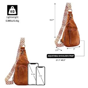 Flovey Sling Bag for Women Crossbody, PU Leather Small Sling bags Sling Chest Shoulder Backpack for Traveling Hiking