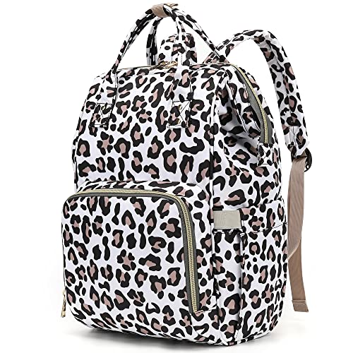 Yusudan Leopard Laptop Backpack for Women Men, 15.6 inch College School Backpack Bookbag for Work/School/Travel/Business