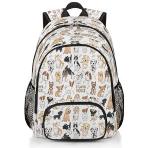 pardick cute doodle dog school backpacks for girls boys teens students animal dog print stylish college schoolbag book bag - water resistant travel backpacks for women men