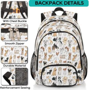 Pardick Cute Doodle Dog School Backpacks for Girls Boys Teens Students Animal Dog Print Stylish College Schoolbag Book Bag - Water Resistant Travel Backpacks for Women Men