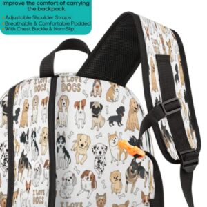 Pardick Cute Doodle Dog School Backpacks for Girls Boys Teens Students Animal Dog Print Stylish College Schoolbag Book Bag - Water Resistant Travel Backpacks for Women Men