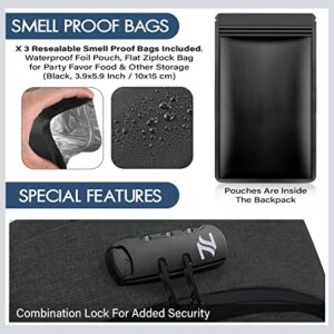 INNOSCENT Mini Smell Proof Backpack With Lock For Men/Women USB & Headphone Port (Dark Grey)