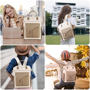 MOMUVO Laptop Backpack for Women Laptop Bag with USB Port, Student Bookbag Water Resistant Backpacks Teacher Doctor Nurse Work Backpack Stylish Travel Bags, Fits 17-Inch Laptop Khaki Beige