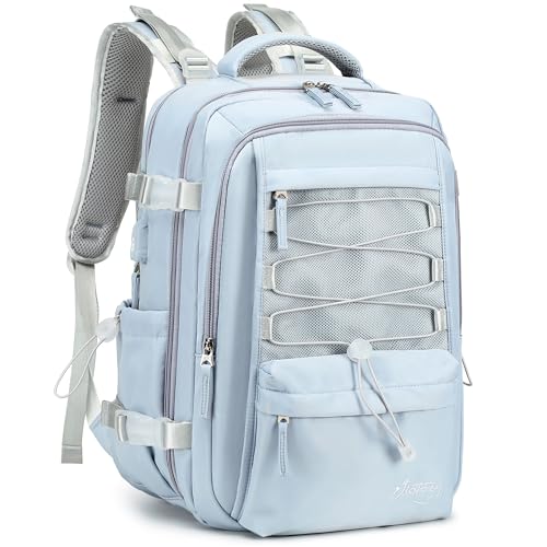 Travel Backpack for Women Men 15.6 Inch Laptop Backpacks with USB Port Carry on Backpack Flight Approved Large Back Pack College Bookbags Outdoor Sports Hiking Rucksack Casual Daypack ( Blue)