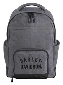 harley-davidson rugged twill water-resistant polyester backpack - heather gray