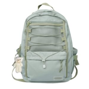 hcoole kawaii backpack with plush pendant school backpack cute waterproof mesh camping aesthetic solid color backpack