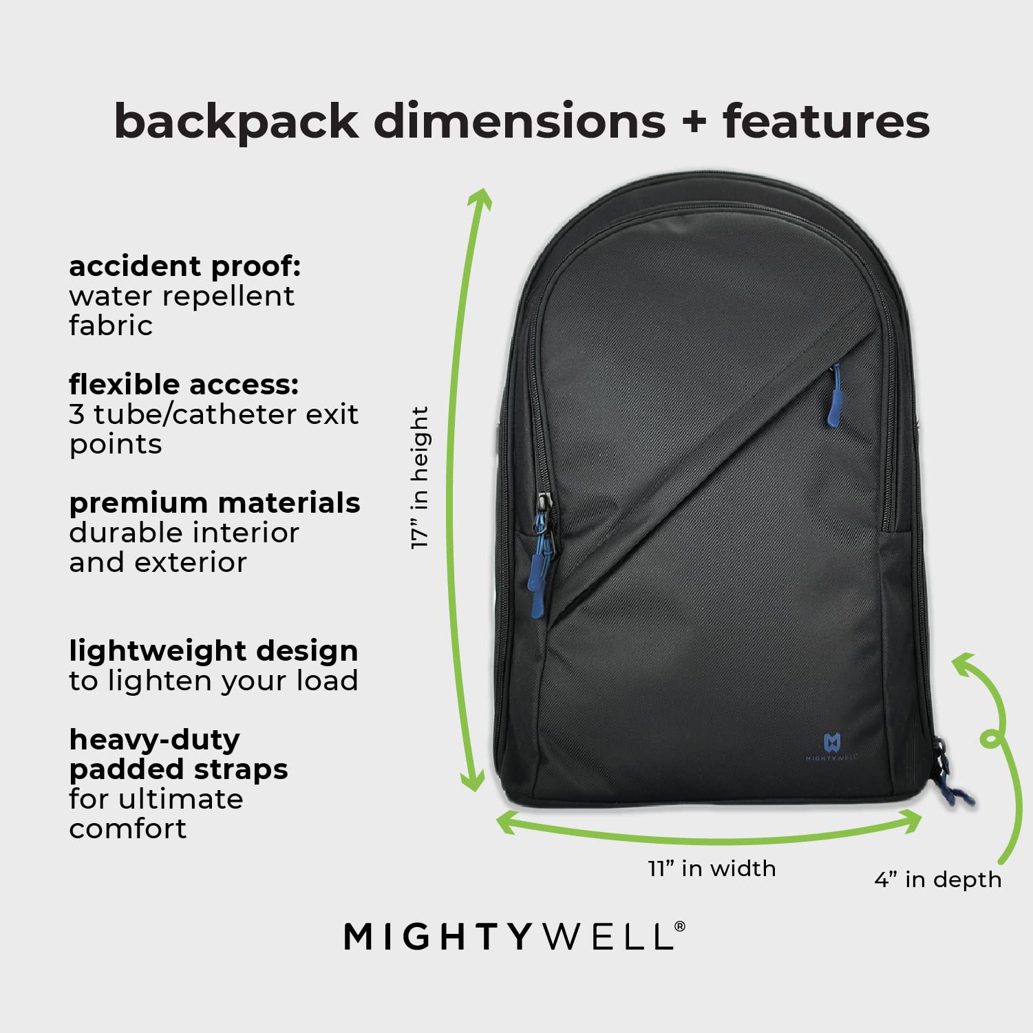 Mighty Well Fluid Motion Backpack: Best backpack for TPN, Feeding Tubes, and Storing Medical Supplies (Platinum)