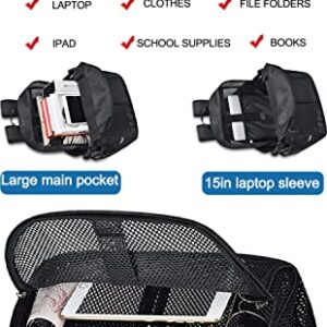 Heavy Duty Mesh Backpack for School, 30L Extra Large See Through Mesh Bookbag for Adults with Comfort Padded Straps for School, Beach, Swimming, Fitness, Sports(Black)