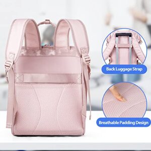 Fasrom Teacher Bag Backpack for Work Women with 14 Inches Laptop Compartment and Pockets for Teacher Supplies (Empty Bag Only, Patent Design), Pink