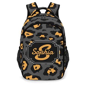 anneunique leopard print yellow gray backpack custom multifunctional waterproof laptop bag for travel gift