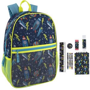 trail maker boys school backpacks with school supplies for kids included | 9 in 1 backpack and school supplies bundle for boys (turbo rocketships)