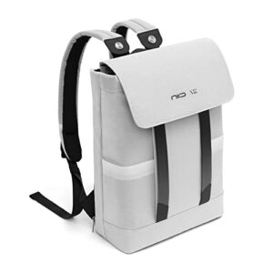 niid neo stylish shoulder backpack for 15.6in laptop waterproof multipurpose magnetic lock travel backpack for men women, white