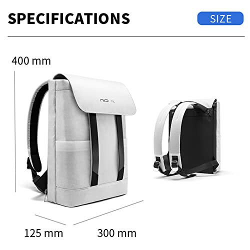 NIID NEO Stylish Shoulder Backpack for 15.6in Laptop Waterproof Multipurpose Magnetic Lock Travel Backpack for Men Women, White