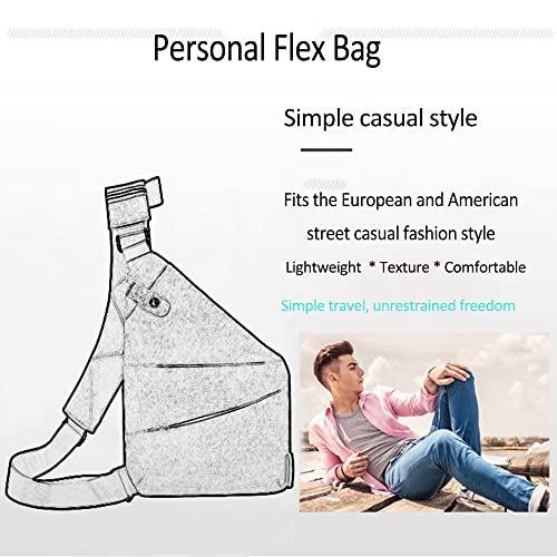 ZYGKJ Personal Flex Bag,Anti-thief Slim Sling Bag Personal Pocket Bag,Multipurpose Crossbody Backpack for Outdoor Travel (Grey Right Hand)