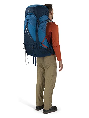 Osprey Atmos AG LT 65L Men's Backpacking Backpack, Night Shift/Scoria Blue, L/XL