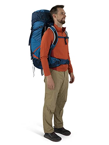 Osprey Atmos AG LT 65L Men's Backpacking Backpack, Night Shift/Scoria Blue, L/XL