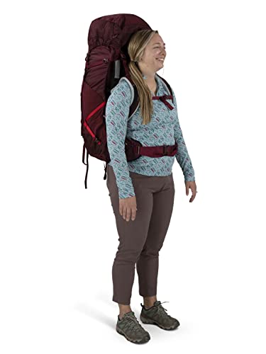 Osprey Aura AG LT 65L Women's Backpacking Backpack, Koseret/Darjeeling Spring Green, WM/L