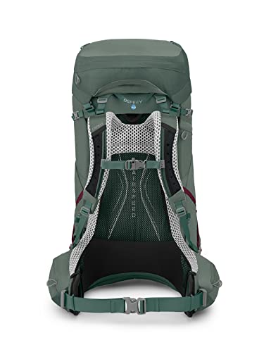 Osprey Aura AG LT 65L Women's Backpacking Backpack, Koseret/Darjeeling Spring Green, WM/L