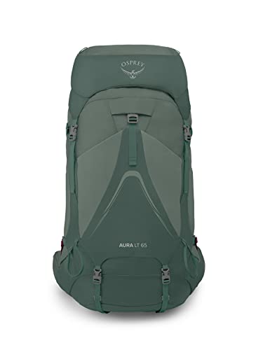 Osprey Aura AG LT 65L Women's Backpacking Backpack, Koseret/Darjeeling Spring Green, WM/L