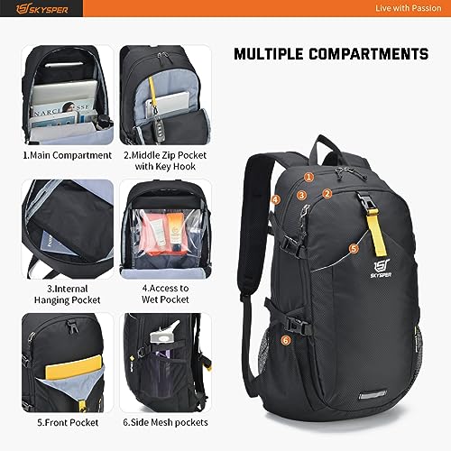 SKYSPER Packable Hiking Backpack 40L Lightweight Waterproof Backpack Travel Daypack for Men Women(Black)