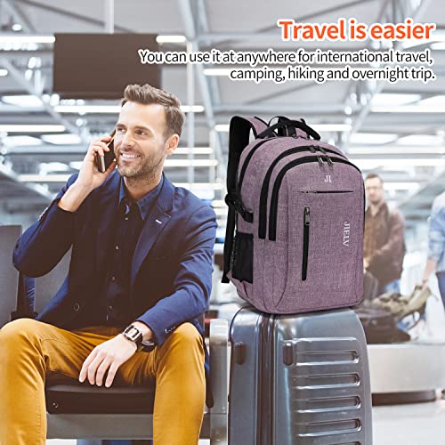 JIELV Travel Laptop Backpack,Laptops Backpack with USB Charging Port,Water Resistant Computer Bag for Men Women Fits 15.6 Inch Laptop and Notebook(Purple)