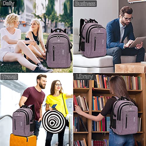 JIELV Travel Laptop Backpack,Laptops Backpack with USB Charging Port,Water Resistant Computer Bag for Men Women Fits 15.6 Inch Laptop and Notebook(Purple)