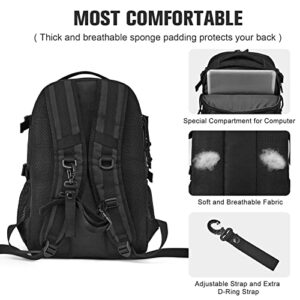 G4Free Travel Work Laptop Backpack for Men Women Heavy Duty Water Resistant Casual Business Daypack Fits 15.6 Inch（Black）