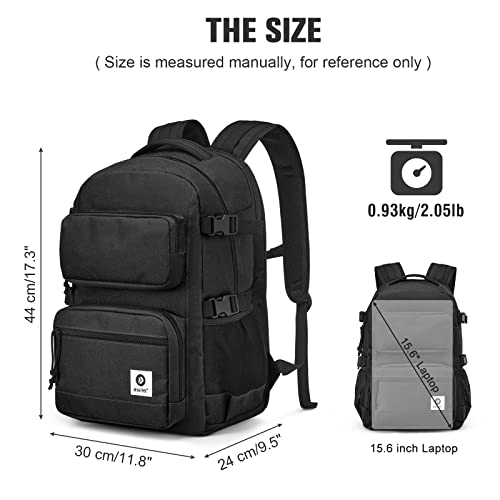 G4Free Travel Work Laptop Backpack for Men Women Heavy Duty Water Resistant Casual Business Daypack Fits 15.6 Inch（Black）