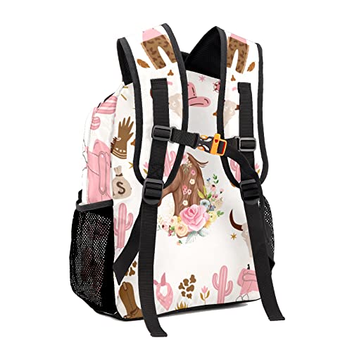 Deven Cowgirl Wild Floral Horse Personalized Kids Backpack for Boy/Girl Teen Primary School Daypack Travel Bag Bookbag