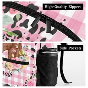 Deven Floral Horse Pink Plaid Personalized Kids Backpack for Boy/Girl Teen Primary School Daypack Travel Bag Bookbag