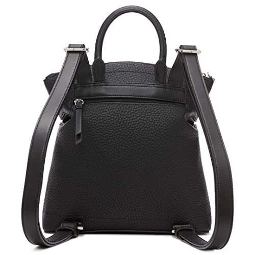Calvin Klein Women's Cypress 2 in 1 Top Zip Backpack, Black/Silver, One Size