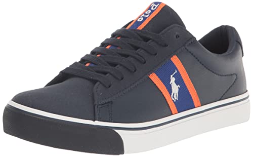 POLO RALPH LAUREN Unisex Child Westcott(Big Kid) Sneaker, Navy/RYL/Org/Ppw, 4 Big Kid US