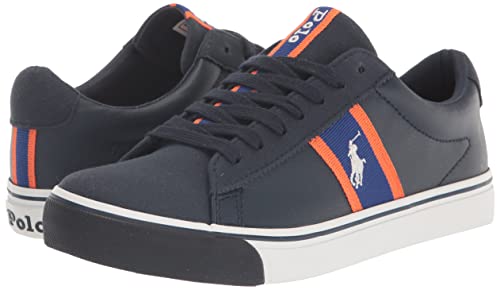 POLO RALPH LAUREN Unisex Child Westcott(Big Kid) Sneaker, Navy/RYL/Org/Ppw, 4 Big Kid US