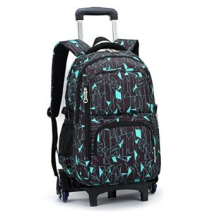 vilinkou rolling backpack school bag high-capacity backpack for girl and boy rolling trolley bags six wheels climbing stairs (black blue box)