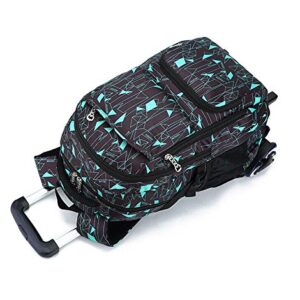 VILINKOU Rolling Backpack School Bag High-Capacity Backpack for Girl and Boy Rolling Trolley Bags Six Wheels Climbing Stairs (Black Blue Box)