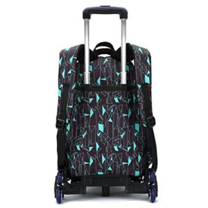 VILINKOU Rolling Backpack School Bag High-Capacity Backpack for Girl and Boy Rolling Trolley Bags Six Wheels Climbing Stairs (Black Blue Box)