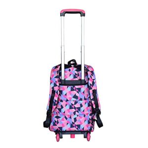 VILINKOU Rolling Backpack for Girls Trolley School Bag Wheels Backpack Luggage Waterproof Climbing Stairs (Black with Two Wheels)