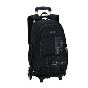 vilinkou rolling backpack trolley schoolbag for boy and girl wheels bags (black)