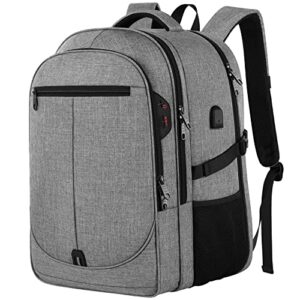 laptop backpack, large capacity carry on backpack, breathable and comfortable gift for men women, 17.3 inch tsa anti-theft design business backpack (grey)