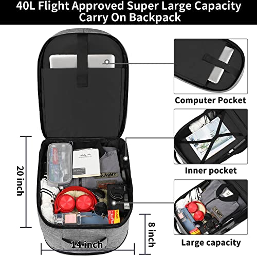 Laptop Backpack, large Capacity Carry on Backpack, Breathable and Comfortable Gift for Men Women, 17.3 Inch TSA Anti-theft Design Business Backpack (Grey)