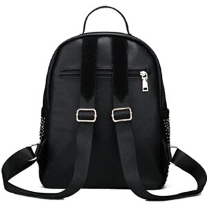 ZZFAB Rhinestone Backpack Faux Leather Black