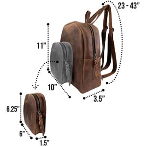 Heather's, Backpack Handmade from Full Grain Leather - Adjustable Straps - Carry, Organize and Store Notebooks, Make Up, Phone, Great for Travel - Bourbon Brown