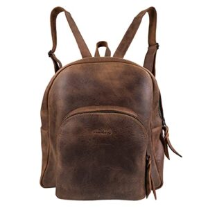 heather's, backpack handmade from full grain leather - adjustable straps - carry, organize and store notebooks, make up, phone, great for travel - bourbon brown