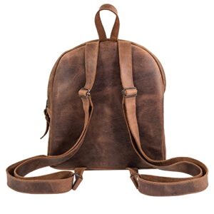 Heather's, Backpack Handmade from Full Grain Leather - Adjustable Straps - Carry, Organize and Store Notebooks, Make Up, Phone, Great for Travel - Bourbon Brown