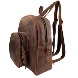 Heather's, Backpack Handmade from Full Grain Leather - Adjustable Straps - Carry, Organize and Store Notebooks, Make Up, Phone, Great for Travel - Bourbon Brown