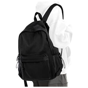 pauback black school backpack for girls water resistant high school book bag simple backpack for teens boys girls, lightweight simple middle school back pack daypack