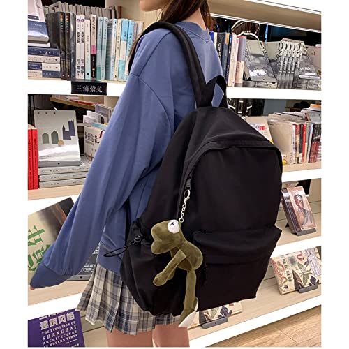 PAUBACK Black School Backpack for Girls Water Resistant High School Book Bag Simple Backpack for Teens Boys Girls, Lightweight Simple Middle School Back Pack Daypack